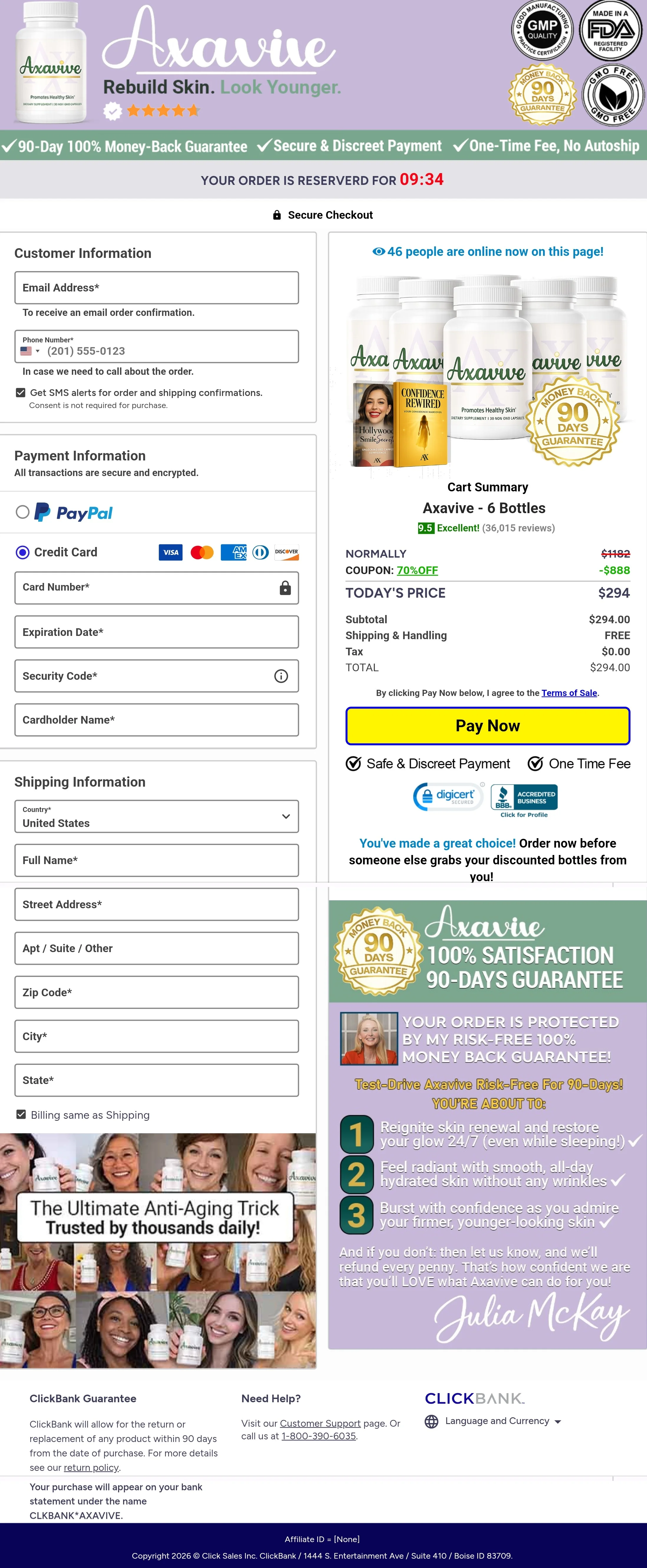 Axavive order form